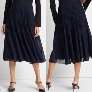 Club Monaco Yowshee Micro Pleated Midi Skirt, Blue/Black Print, Size 4